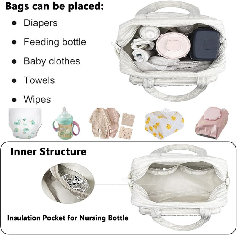NIKUKY Baby Diaper Bag Tote, Cute Small Crossbody Nappy Mommy Bag, Lightweight Travel & Hospital Multifunction Storage Tote - Image 5